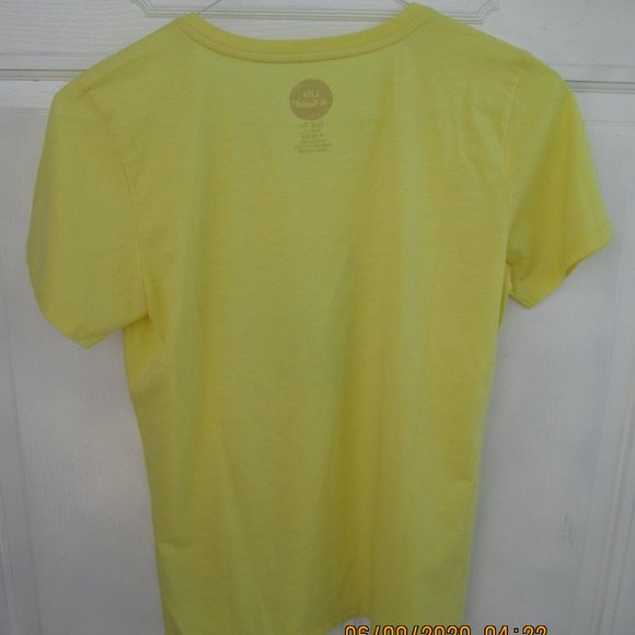 Women's Life is Good Happy Owl Tree Yellow Tee S - Picture 4 of 4